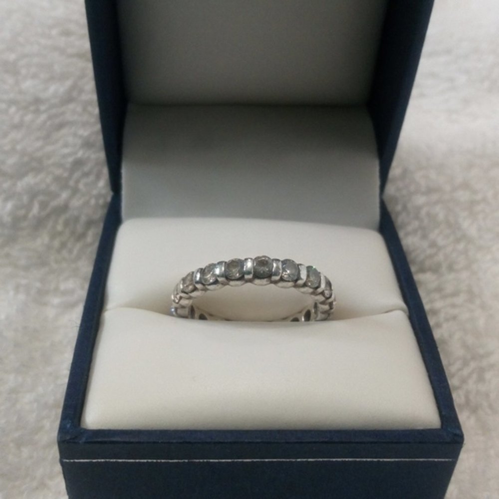 Sterling Silver CZ Eternity Band Size 6 1/4
